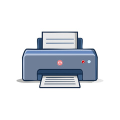 Printer Prints Documents in Office Cartoon Illustration