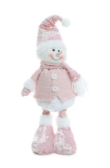 Cute snowman figure isolated on white. Merry Christmas and Happy New Year