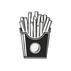 Stylized French Fries in Paper Container Simple Icon
