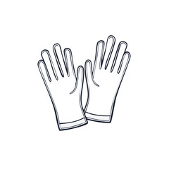 Outline drawing of protective work gloves for gardening or cleaning tasks