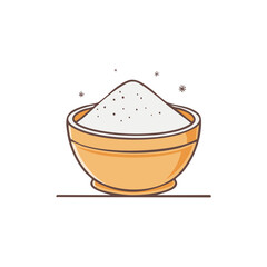 Cartoon illustration of a yellow bowl filled with white powder