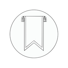 Minimalist Line Art Scroll Banner Icon Design Element in Circle