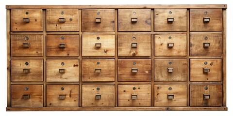 Rustic Wooden Cabinet with Multiple Small Drawers, Ideal for Organization and Storage of Various Items