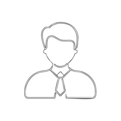Obraz premium Minimalist line art icon of a businessman, male user profile avatar symbol.