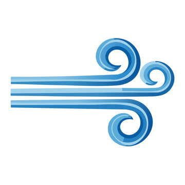 Wind blowing graphic showing flowing air in blue tone on white for weather concepts