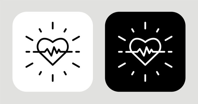 Passion Pulse Icon In Black and White Line Style