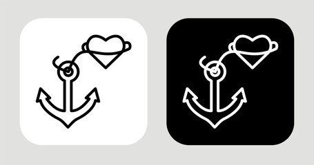Purpose Anchor Icon In Black and White Line Style