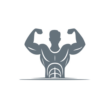 Muscular man posing flexing arms showing strong sculpted physique and defined abs bodybuilder icon