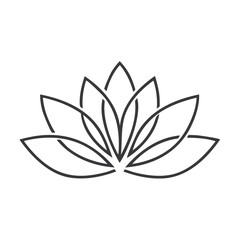 Fototapeta premium Lotus Flower Line Art Minimalist Design Elegant Floral Illustration Icon Style