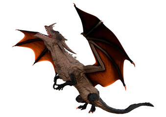 3D Rendering Fairy Tale Dragon on White
