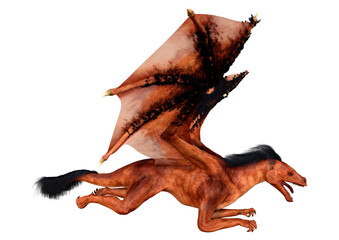 3D Rendering Fairy Tale Dragon on White