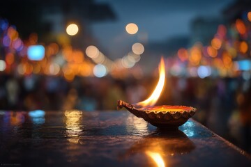 A lit candle in a small bowl on a table