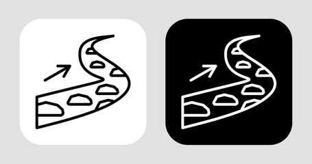 Determined Path Icon In Black and White Line Style