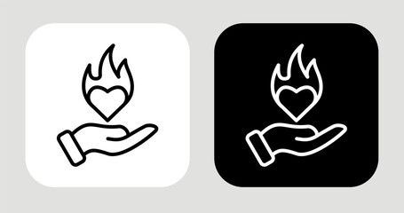 Empower Flame Icon In Black and White Line Style