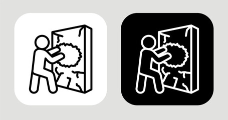 Push through Icon In Black and White Line Style