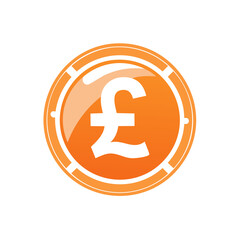 Fototapeta premium Orange Coin with Pound Sterling Symbol