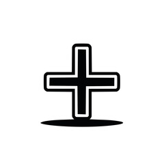 Obraz premium Black Plus Sign on White Background, Simple Graphic Symbol for Medical, Mathematics, Addition