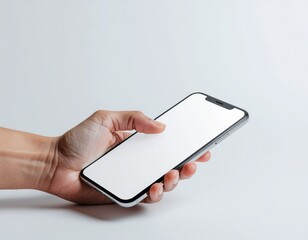 片手で操作するスマホ手元クローズアップモックアップ
