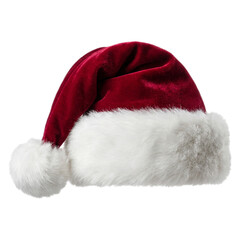 Classic and Shiny Metallic Santa Claus Hats Isolated on Transparent Background