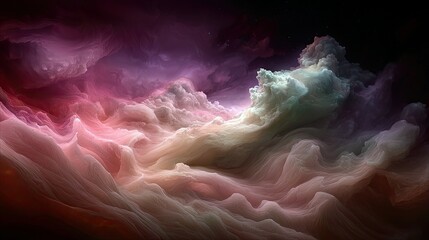 An abstract image of a cloudscape with vibrant colors and dramatic lighting, creating a sense of wonder and awe.