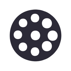 Obraz premium Stylized dark circle with white dots creating a cinematic film reel icon for media