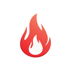 Stylized Red and Orange Flame Icon with Gradient Effect