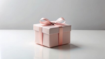 A delicately presented blush pink gift box adorned with a soft rose ribbon, signifying a thoughtful present or special occasion