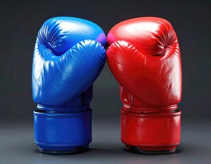 Boxing Gloves face-off, blue & red leather