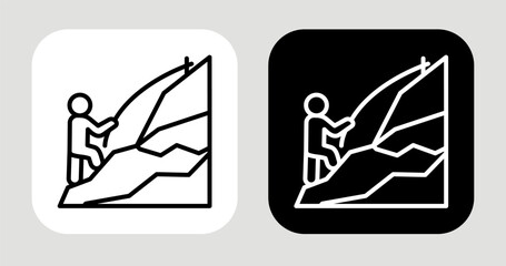 Climb Ambition Icon In Black and White Line Style