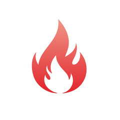 Stylized Red Flames Icon with Gradient Glow Symbolizing Heat and Energy
