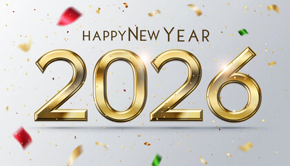 Golden Happy New Year 2026 Text Animation with Bokeh Glitter