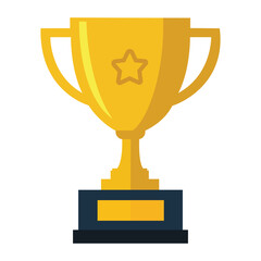 Golden trophy cup illustration of a shiny gold award with a star emblem, symbolizing success, victory, competition, and achievement
