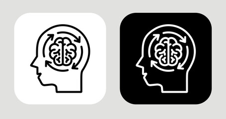 Dynamic Thought Icon In Black and White Line Style