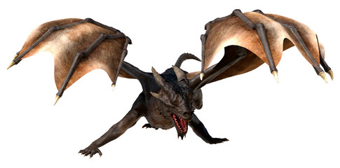 3D Rendering Fairy Tale Dragon on White