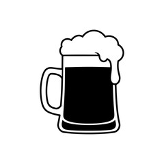 Cartoon Beer mug silhouette icon vector illustration on white background