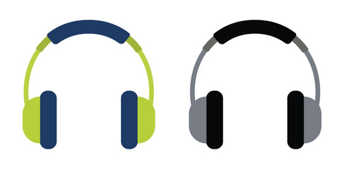 Colorful headphones icons pair of over-ear audio headsets, symbolizing music, listening, and digital media