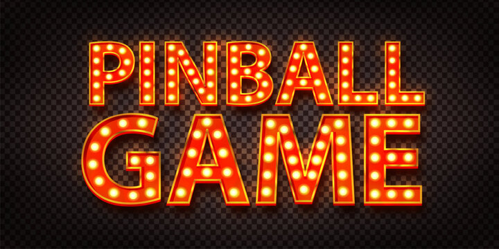 Vector neon marquee text of Pinball Game isolated on the transparent background.