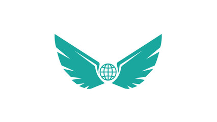 Teal logo of stylized wings with a globe on a white background, featuring a simple graphic design with a flat color scheme.