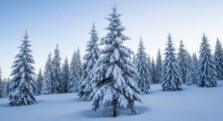 Fototapeta premium Snowy fir trees in a winter landscape