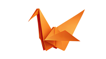 White paper origami crane bird design illustration isolated object