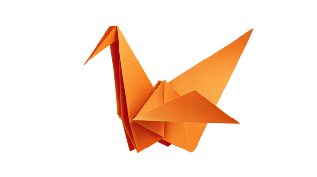 White paper origami crane bird design illustration isolated object