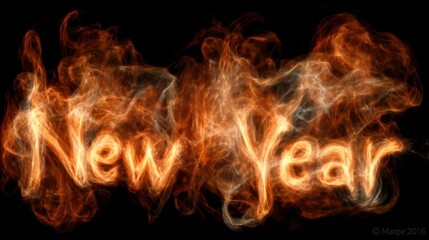 Fototapeta premium Fiery new year text graphic with transparent background for celebrations
