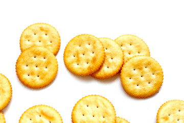 Round cracker isolated on white background
