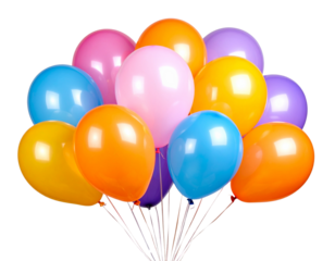  - Colorful Floating Balloons Cluster Overlay, Soft Glow Effect, Transparent PNG Clipart 