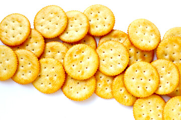 Round cracker isolated on white background