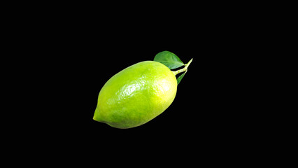 Natural Lemon fruit isolated on black background.