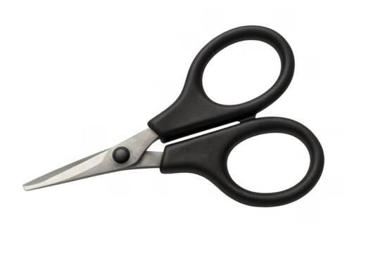 Black office scissors creating a sharp cut