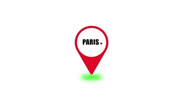 Location of the city of paris ,the name of the place with the location has been displayed. GPS location tracking icon. Location pin icon search location idea for travel map pointer icon