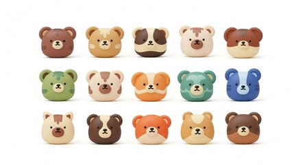 Adorable collection of colorful bear figurines, perfect for kids' rooms and playful designs