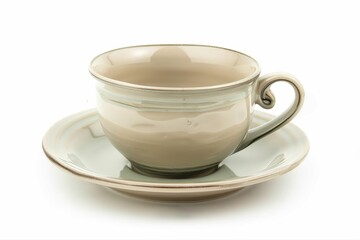 Ceramic Teacup Saucer Elegant Pottery for Coffee Tea Latte Drinkware on transparent background